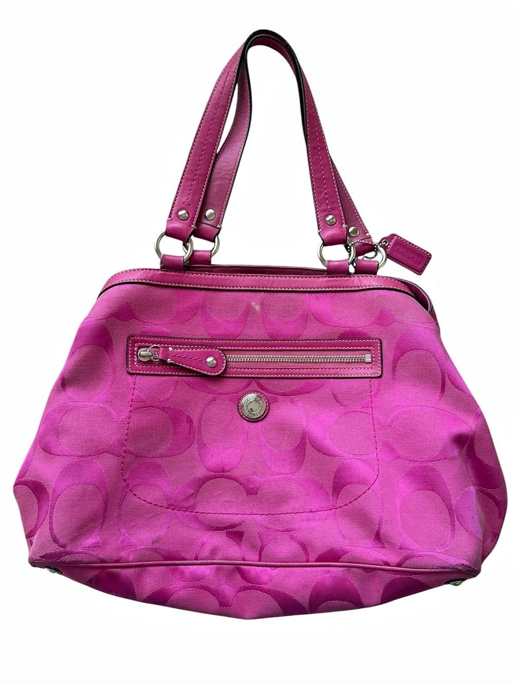 Vintage Coach Signature Laura Carryall/Kisslock Tote pink shoulder bag purse